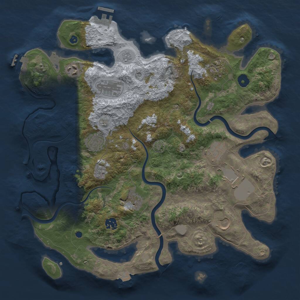 Rust Map: Procedural Map, Size: 3750, Seed: 1126111093, 16 Monuments