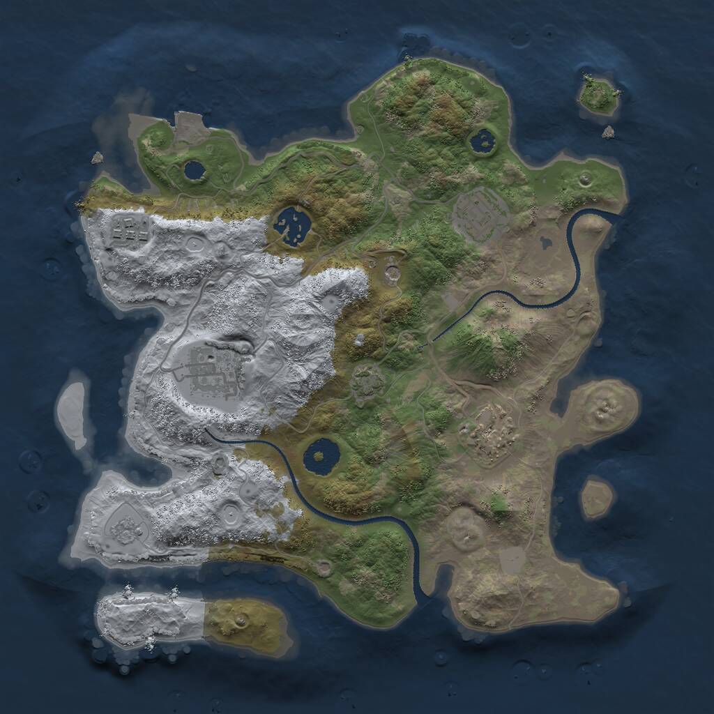 Rust Map: Procedural Map, Size: 3000, Seed: 2002197701, 9 Monuments