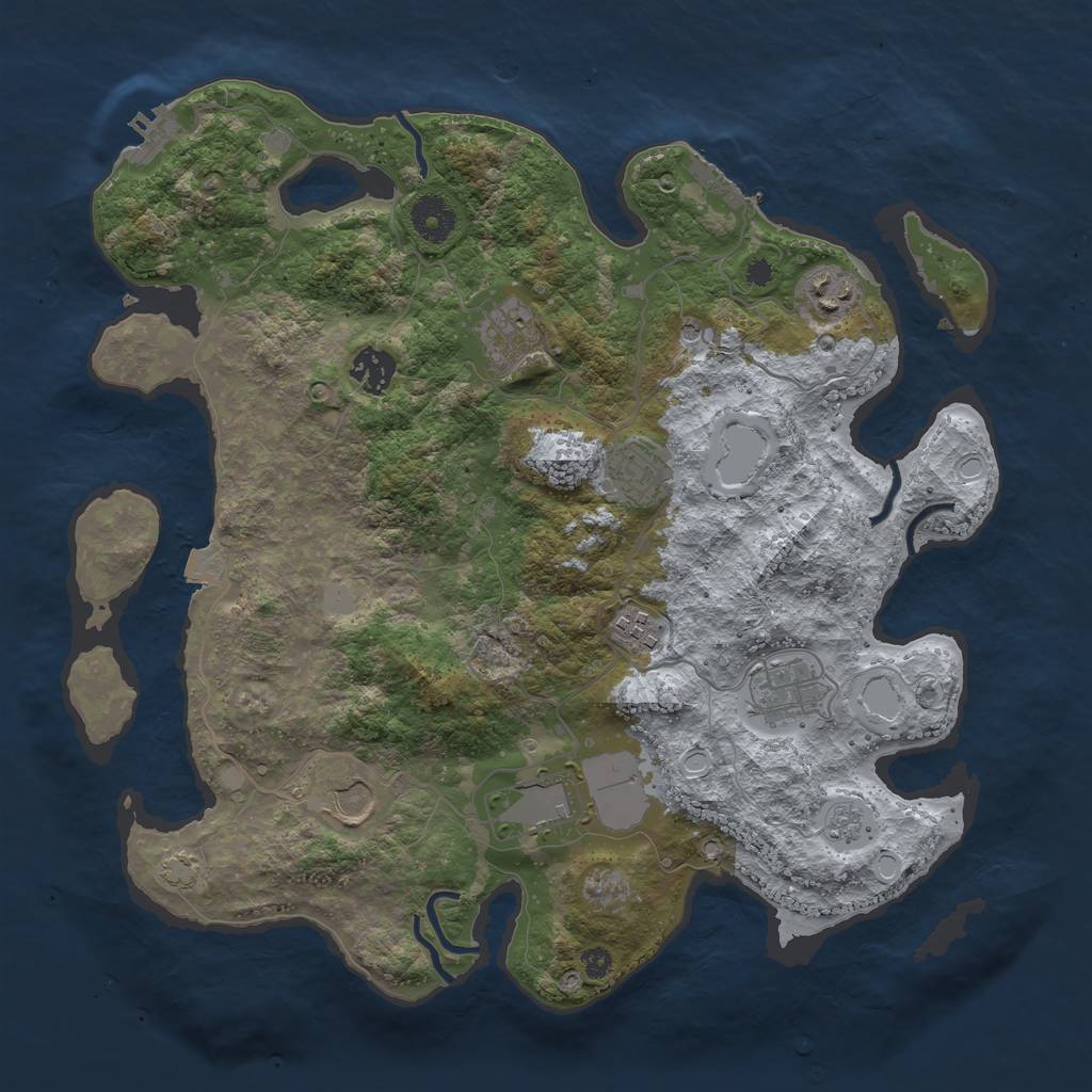 Rust Map: Procedural Map, Size: 3650, Seed: 719669998, 16 Monuments
