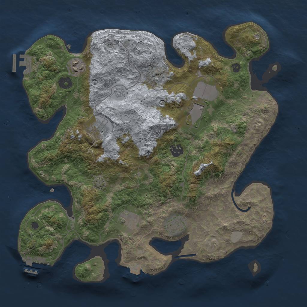 Rust Map: Procedural Map, Size: 3500, Seed: 1047192759, 14 Monuments