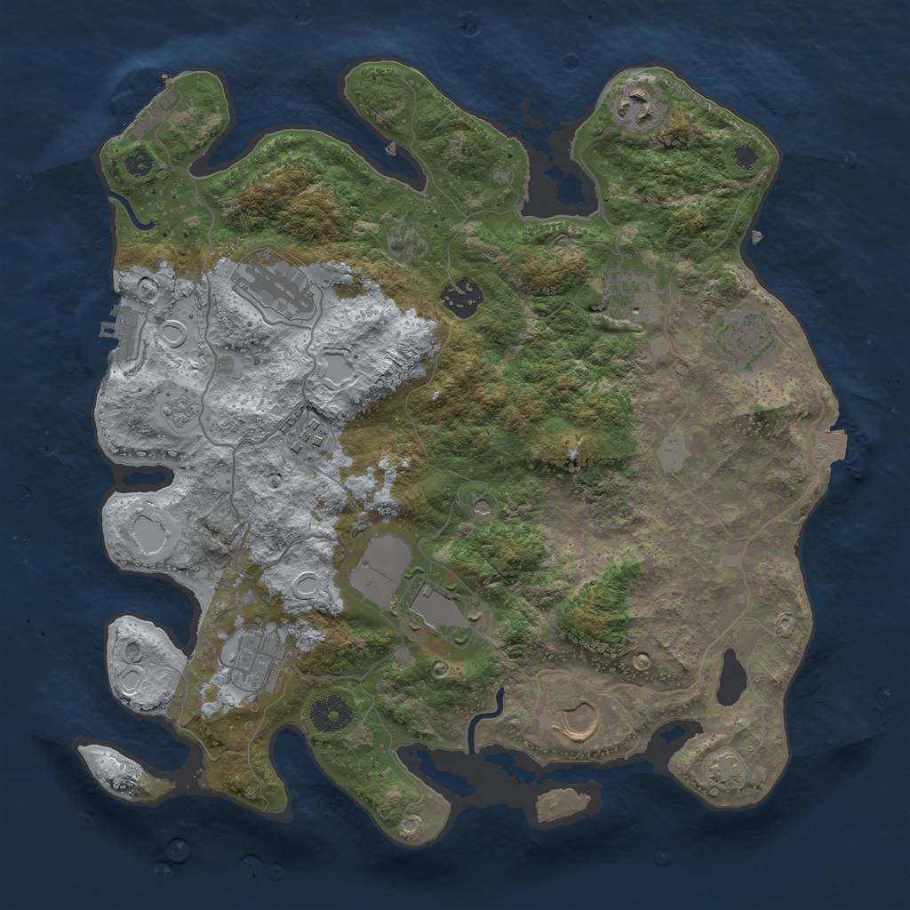 Rust Map: Procedural Map, Size: 3500, Seed: 247603124, 17 Monuments