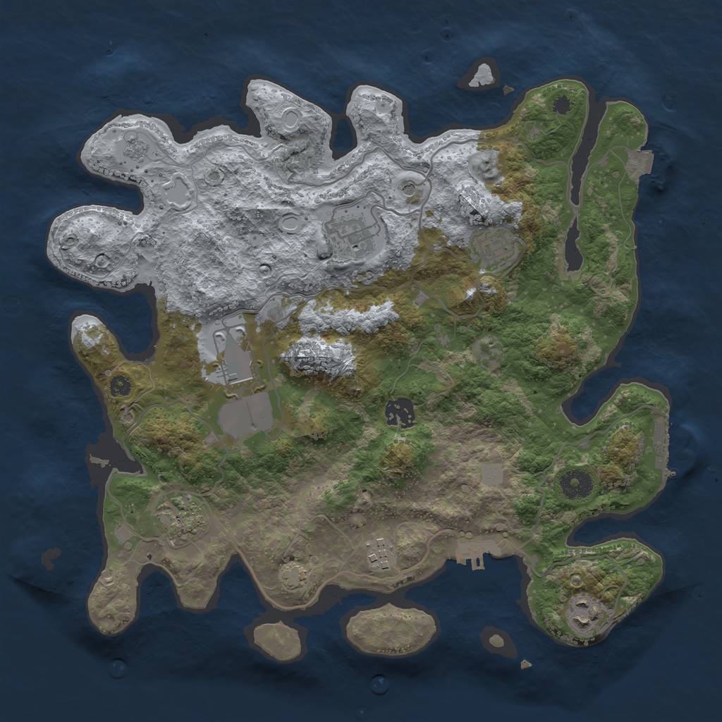Rust Map: Procedural Map, Size: 3500, Seed: 10259853, 15 Monuments