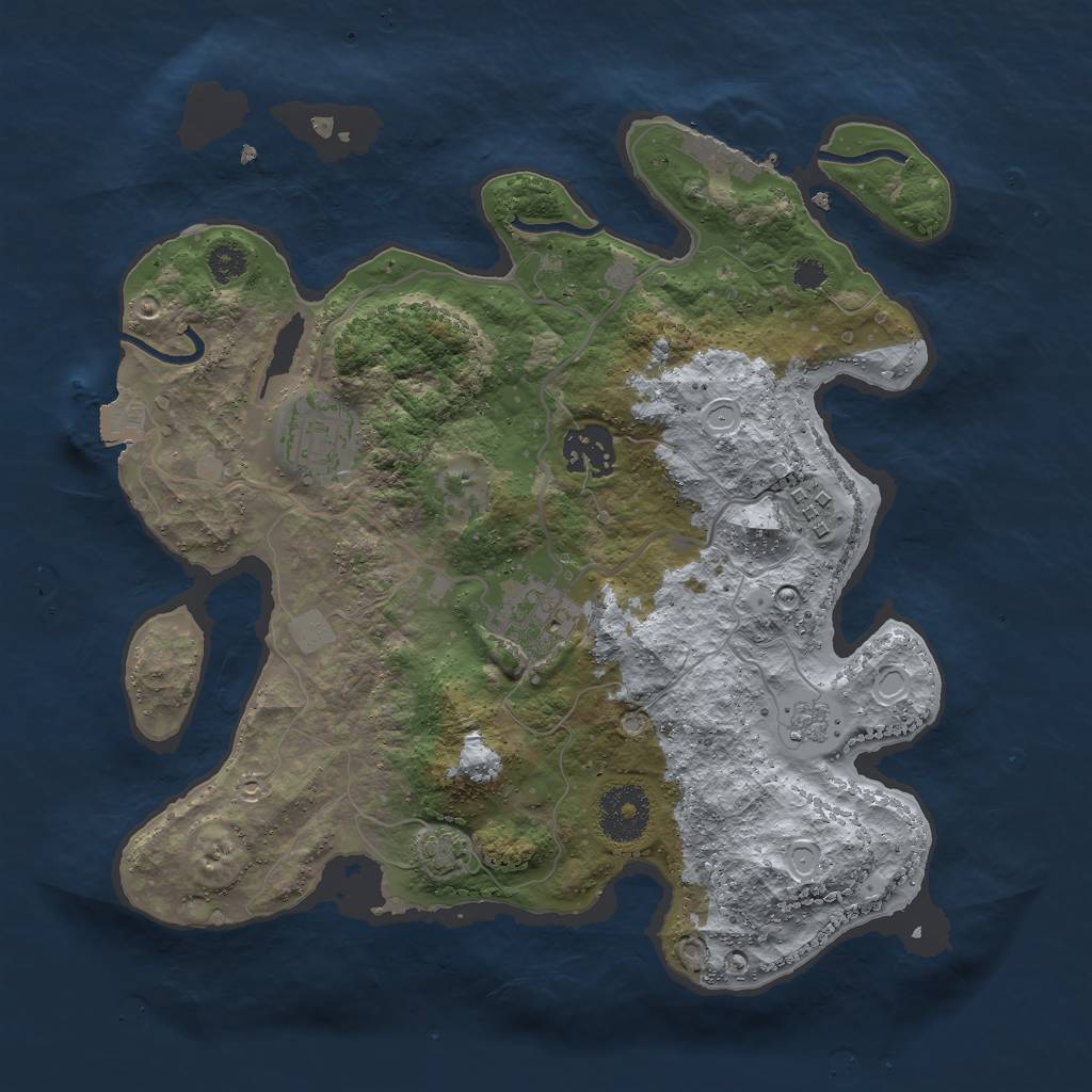 Rust Map: Procedural Map, Size: 3000, Seed: 116652, 10 Monuments