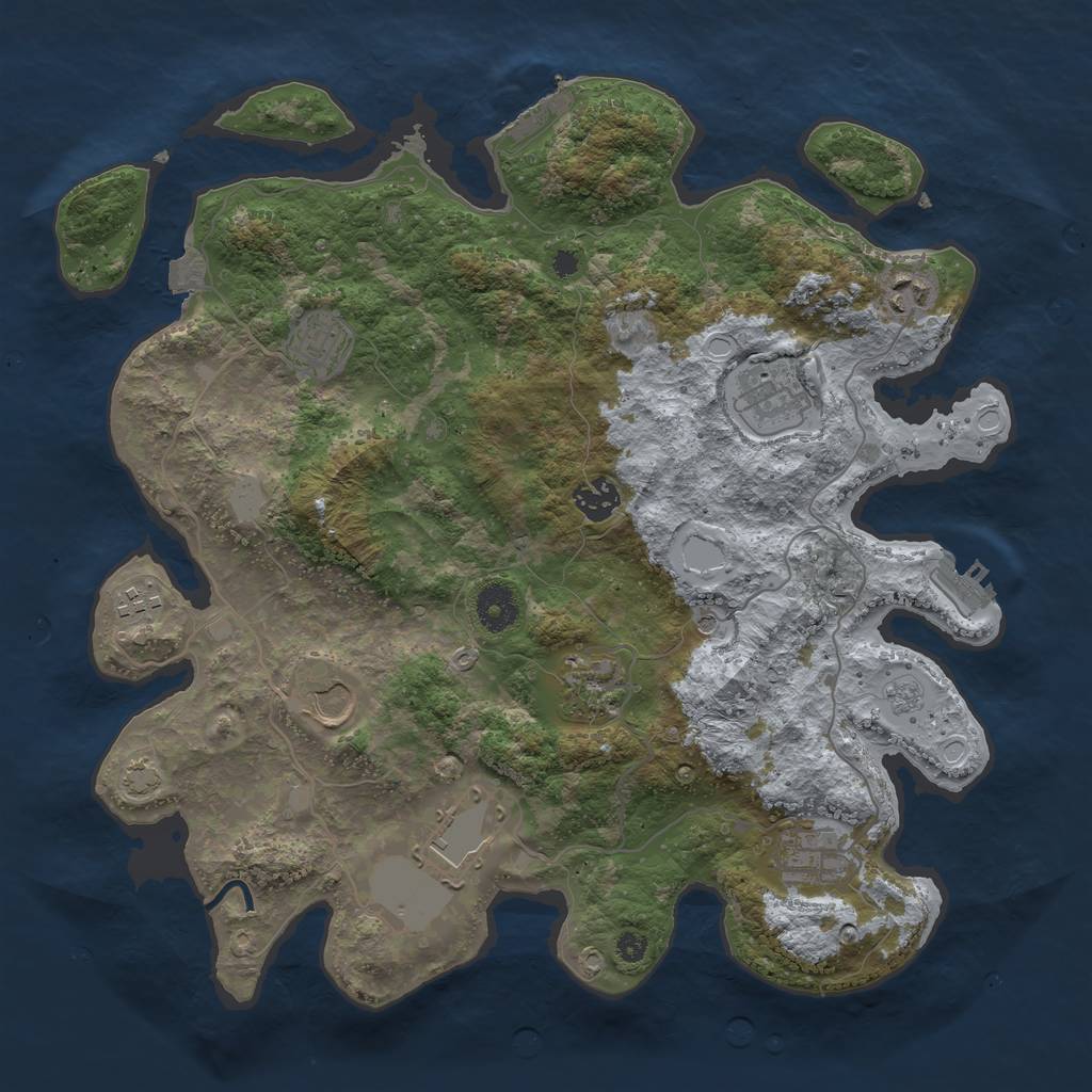 Rust Map: Procedural Map, Size: 3700, Seed: 50172817, 17 Monuments