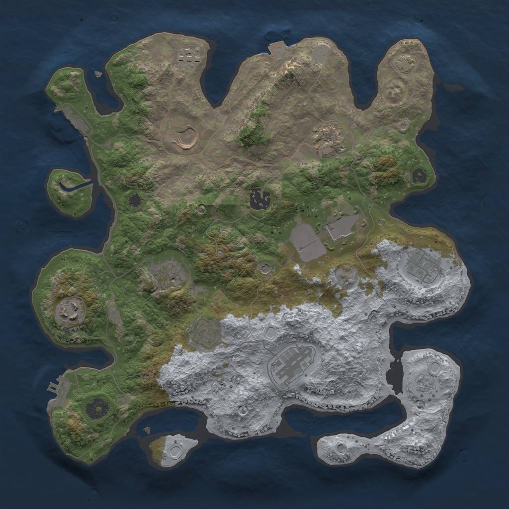 Rust Map: Procedural Map, Size: 3500, Seed: 743769456, 18 Monuments