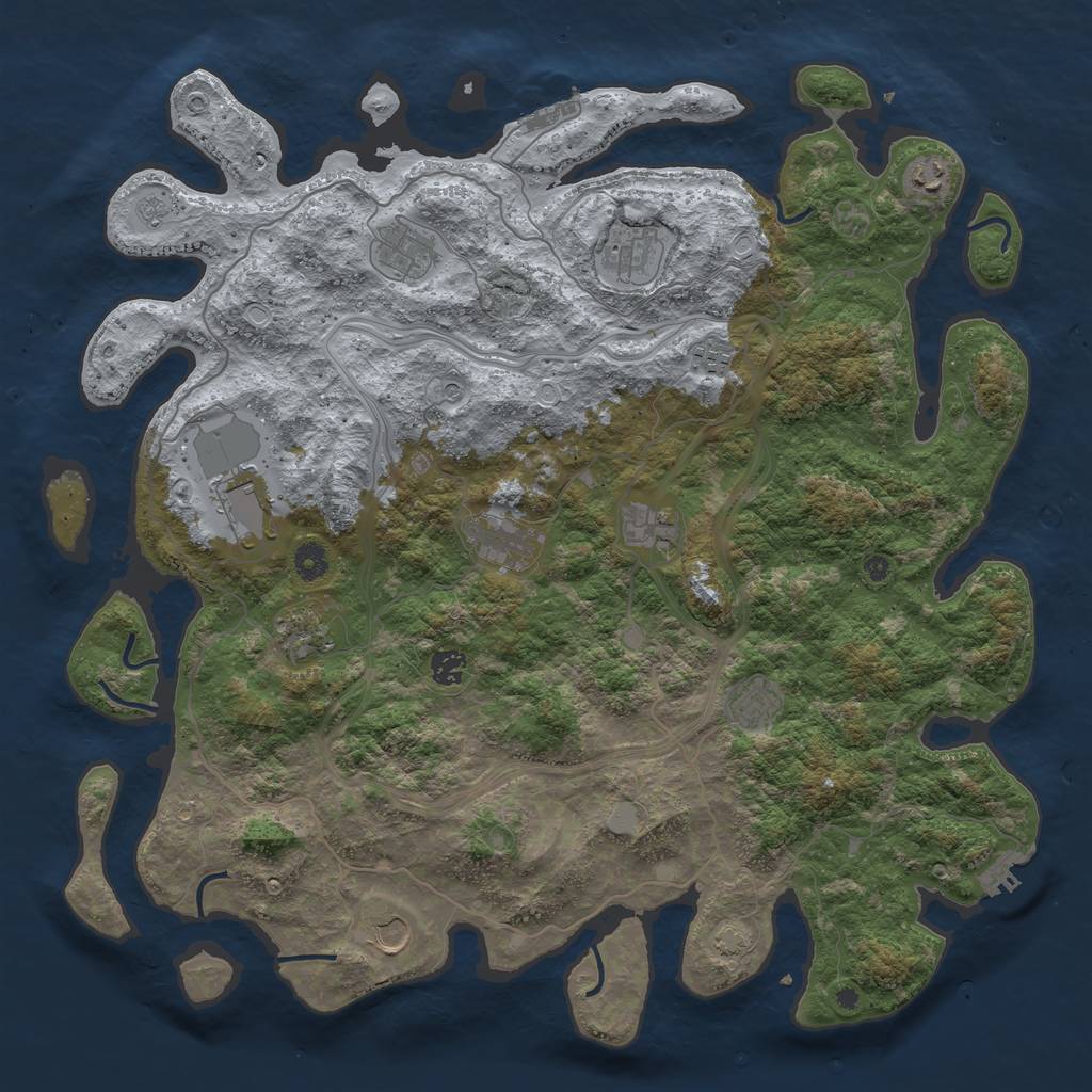 Rust Map: Procedural Map, Size: 4500, Seed: 2041071085, 19 Monuments