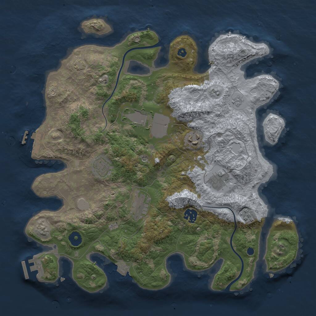 Rust Map: Procedural Map, Size: 3500, Seed: 2143405017, 13 Monuments