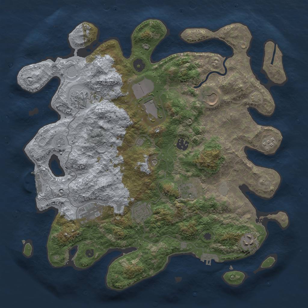 Rust Map: Procedural Map, Size: 3750, Seed: 54809209, 17 Monuments
