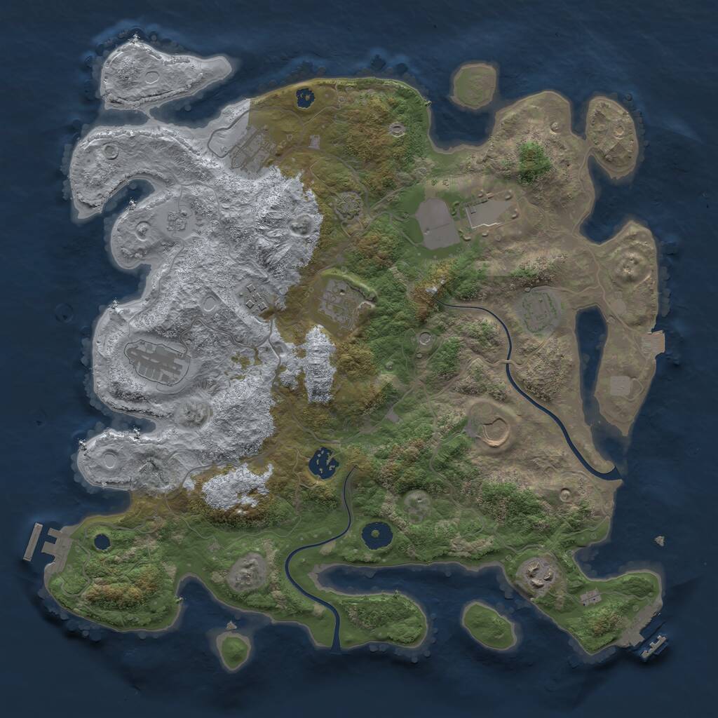 Rust Map: Procedural Map, Size: 3750, Seed: 14851066, 15 Monuments