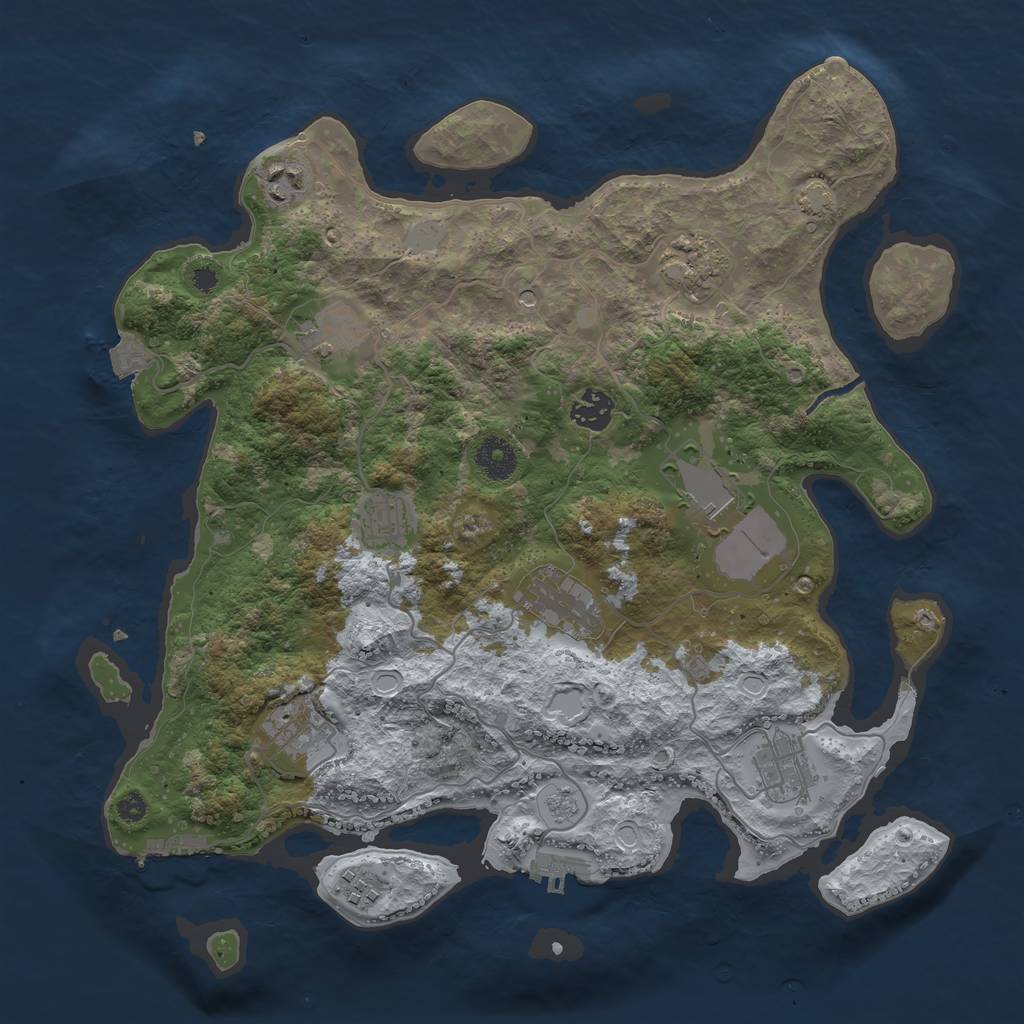 Rust Map: Procedural Map, Size: 3700, Seed: 820856847, 18 Monuments