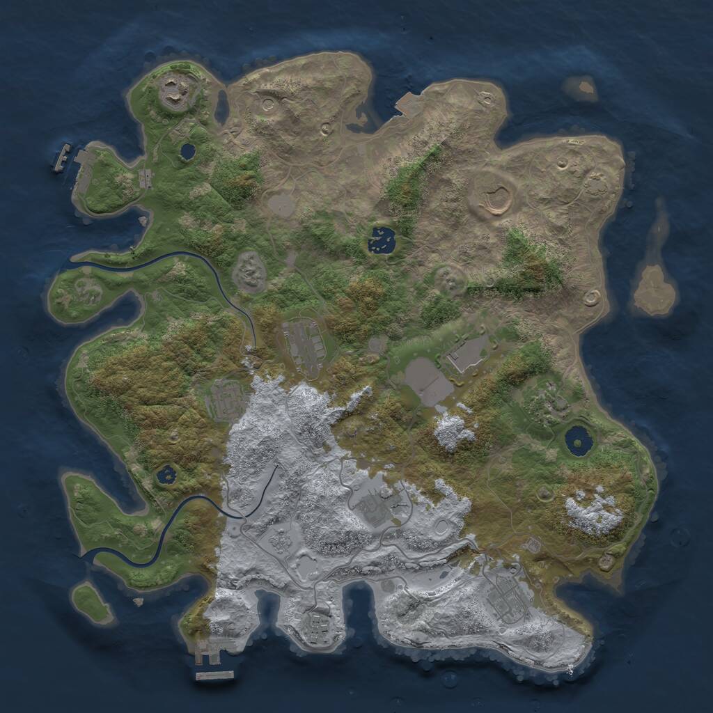 Rust Map: Procedural Map, Size: 3800, Seed: 35177639, 16 Monuments