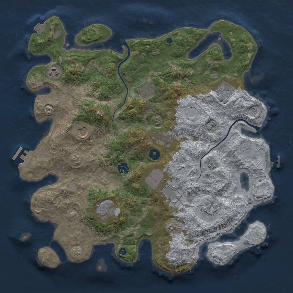 Rust Map: Procedural Map, Size: 3950, Seed: 44971280, 16 Monuments