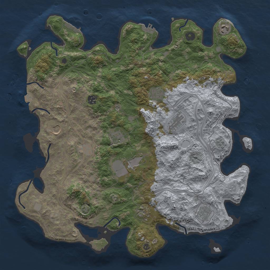 Rust Map: Procedural Map, Size: 4250, Seed: 174680616, 19 Monuments