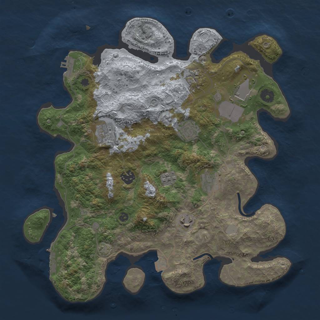 Rust Map: Procedural Map, Size: 3500, Seed: 14581890, 16 Monuments