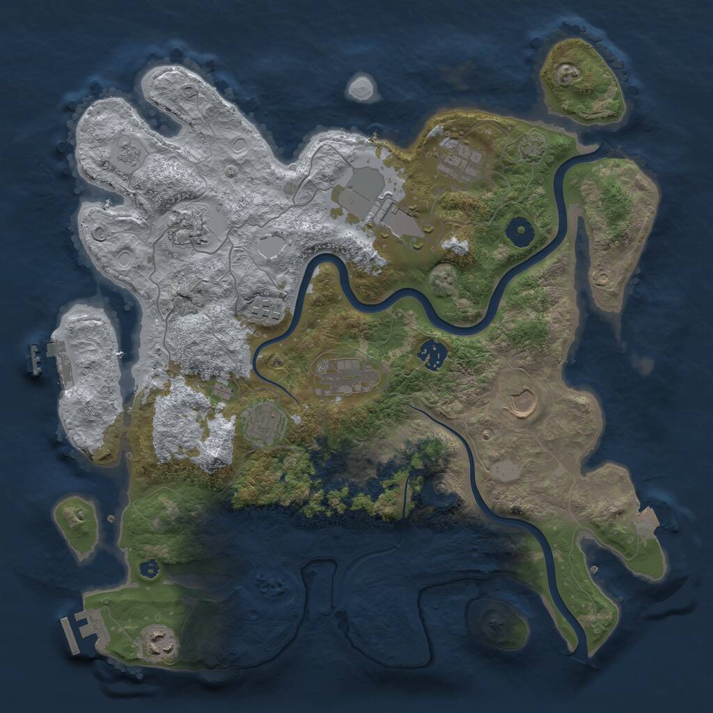 Rust Map: Procedural Map, Size: 3750, Seed: 44400543, 15 Monuments