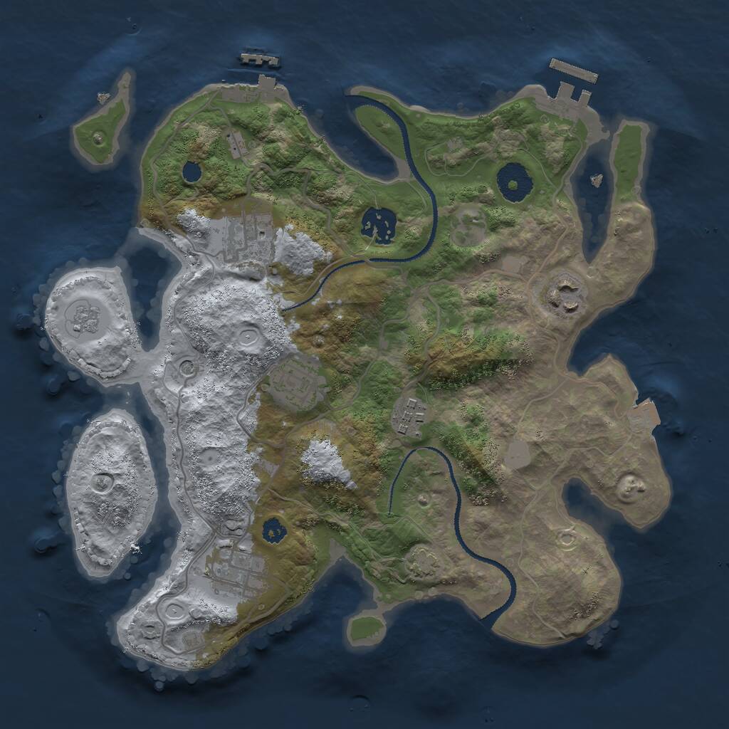 Rust Map: Procedural Map, Size: 3000, Seed: 872, 12 Monuments