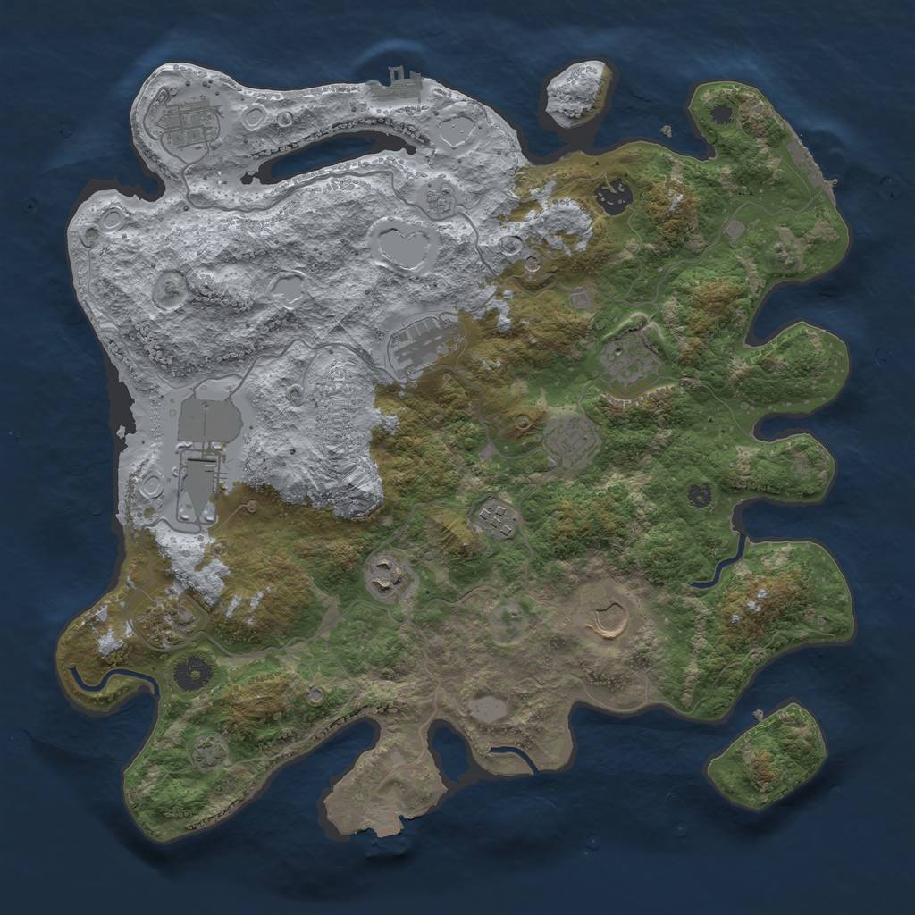 Rust Map: Procedural Map, Size: 3850, Seed: 63677792, 18 Monuments