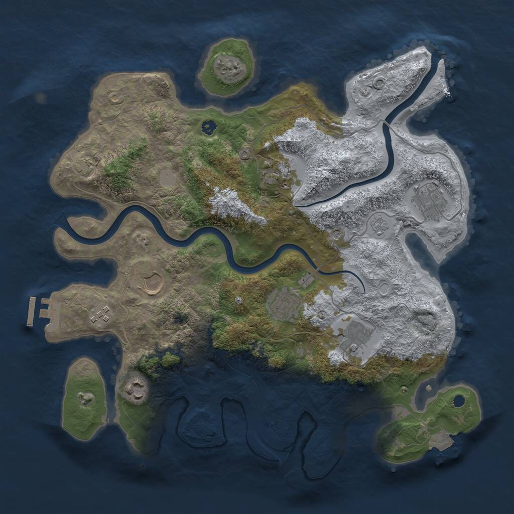Rust Map: Procedural Map, Size: 3500, Seed: 296081452, 12 Monuments