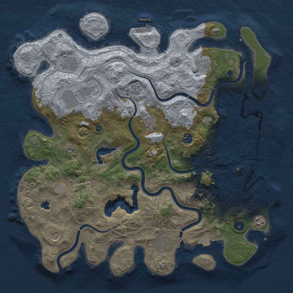 Rust Map: Procedural Map, Size: 4300, Seed: 45248996, 16 Monuments