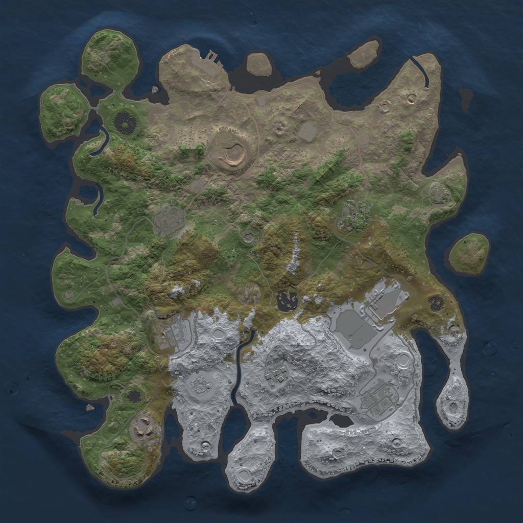 Rust Map: Procedural Map, Size: 3500, Seed: 408194458, 16 Monuments