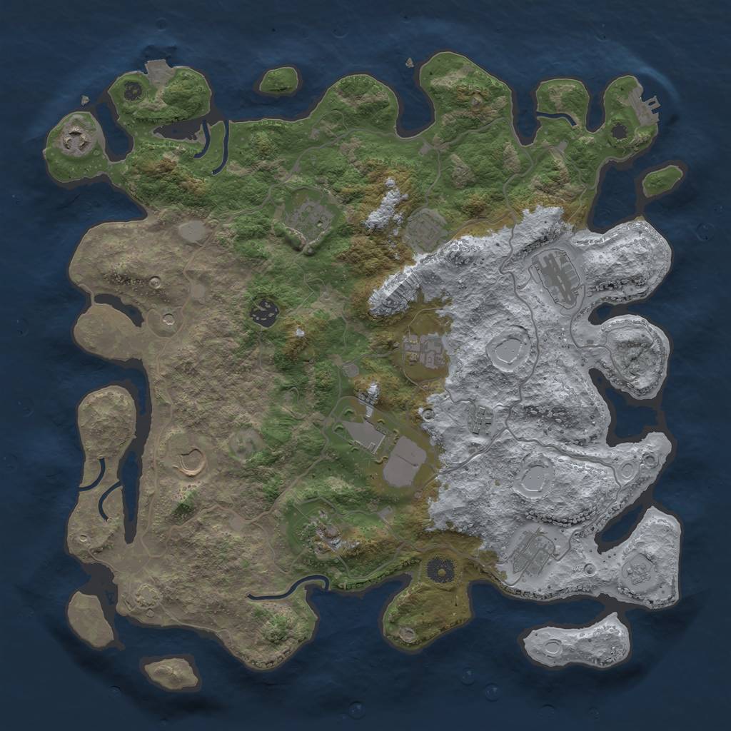 Rust Map: Procedural Map, Size: 4000, Seed: 5081203, 18 Monuments