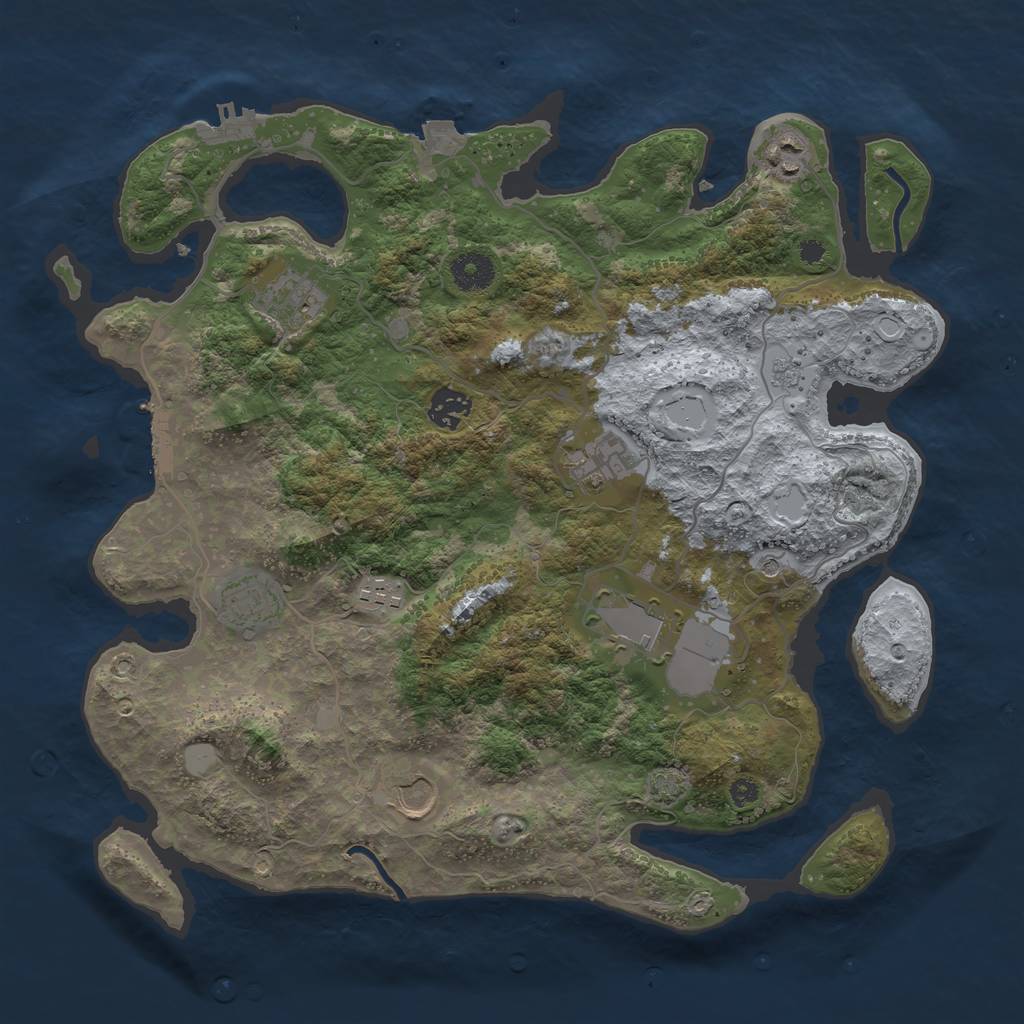 Rust Map: Procedural Map, Size: 3700, Seed: 22504961, 16 Monuments