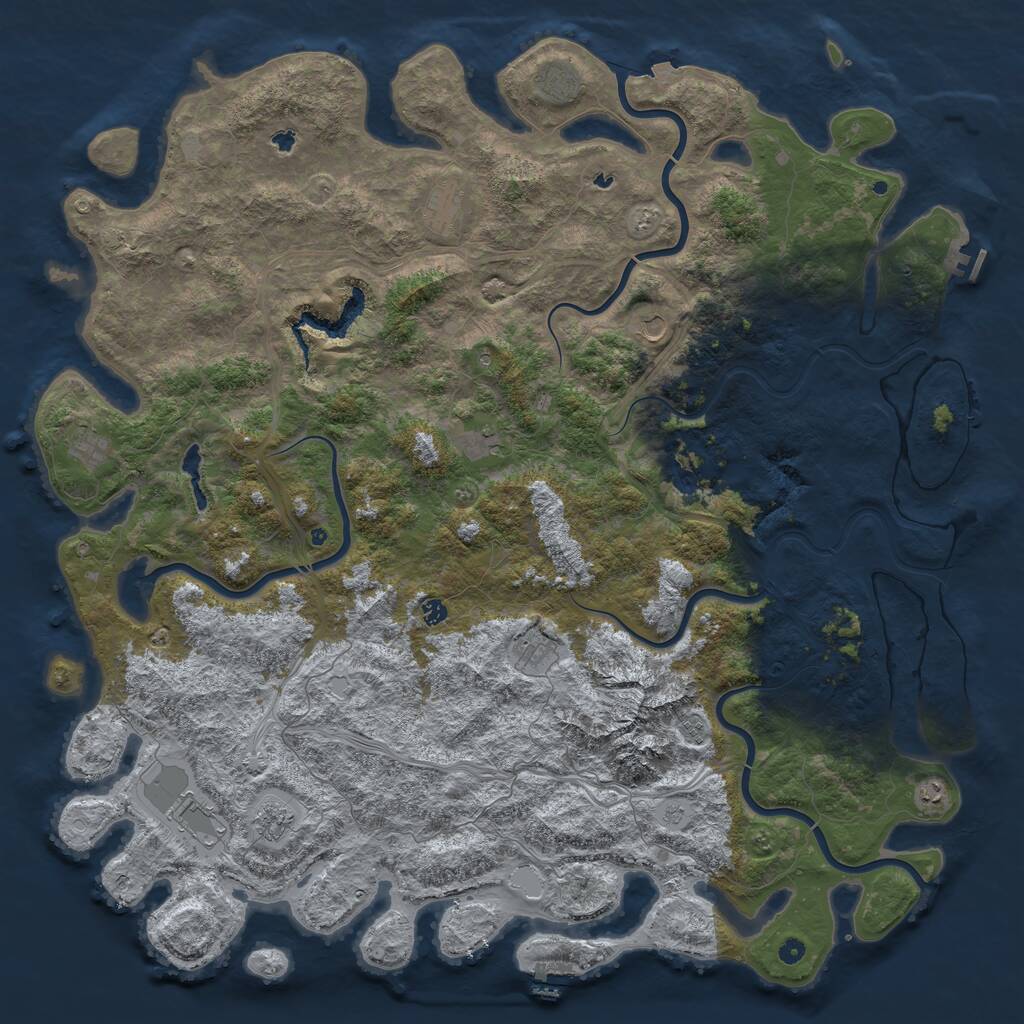 Rust Map: Procedural Map, Size: 6000, Seed: 5639, 17 Monuments