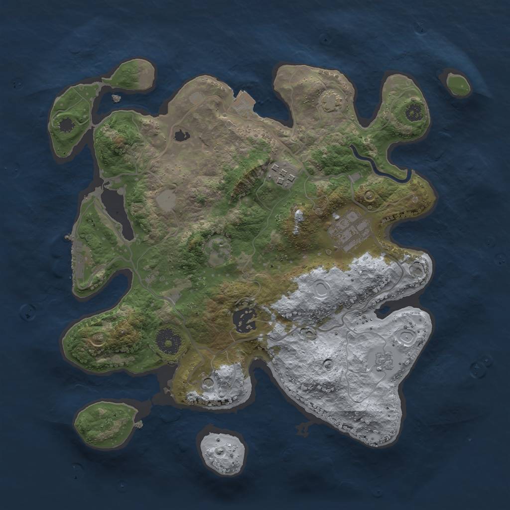 Rust Map: Procedural Map, Size: 3000, Seed: 1566936666, 10 Monuments