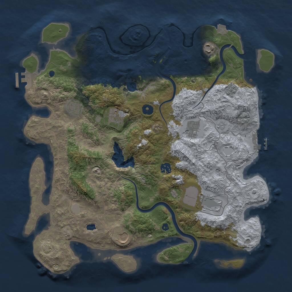 Rust Map: Procedural Map, Size: 4000, Seed: 971179, 14 Monuments