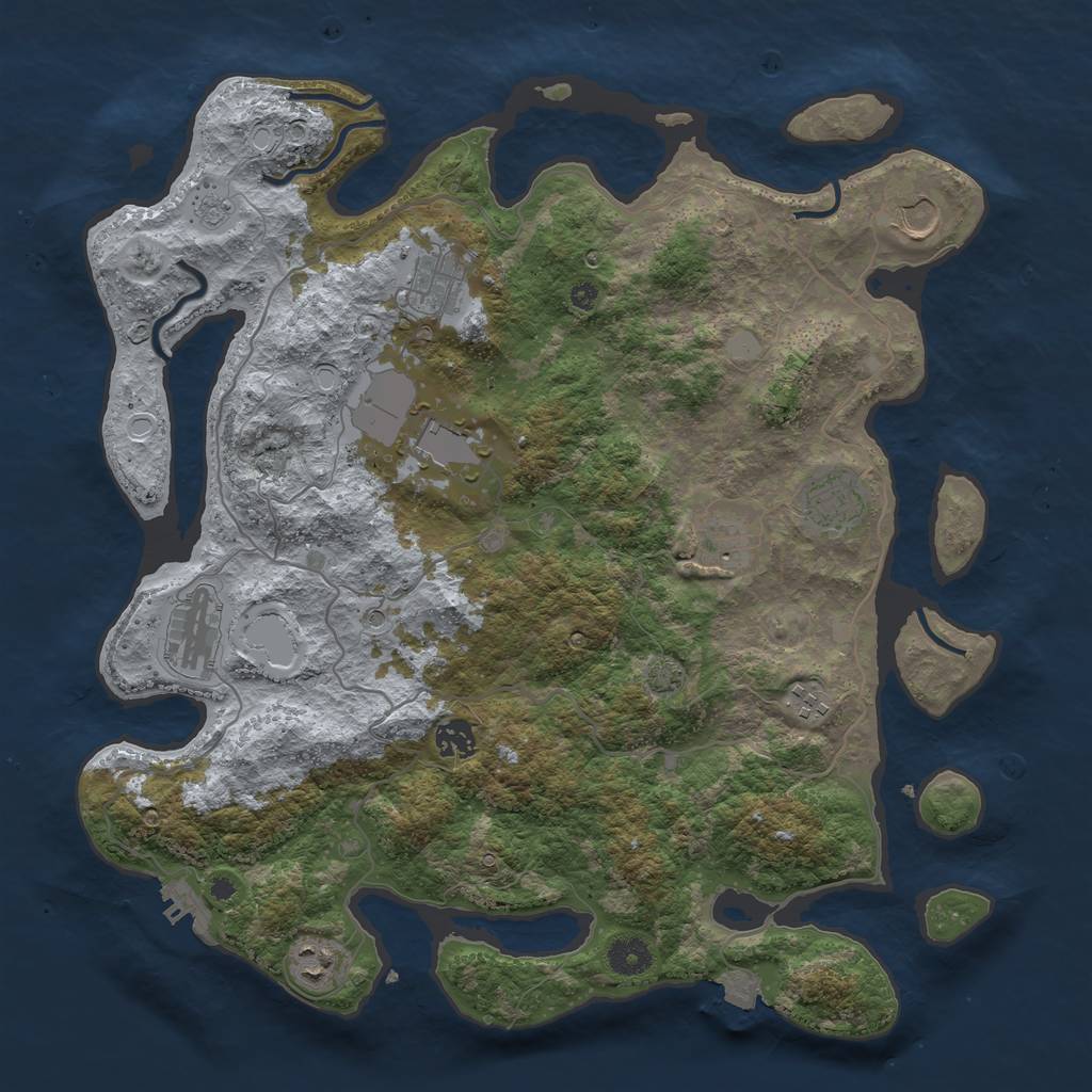 Rust Map: Procedural Map, Size: 4000, Seed: 948743323, 16 Monuments