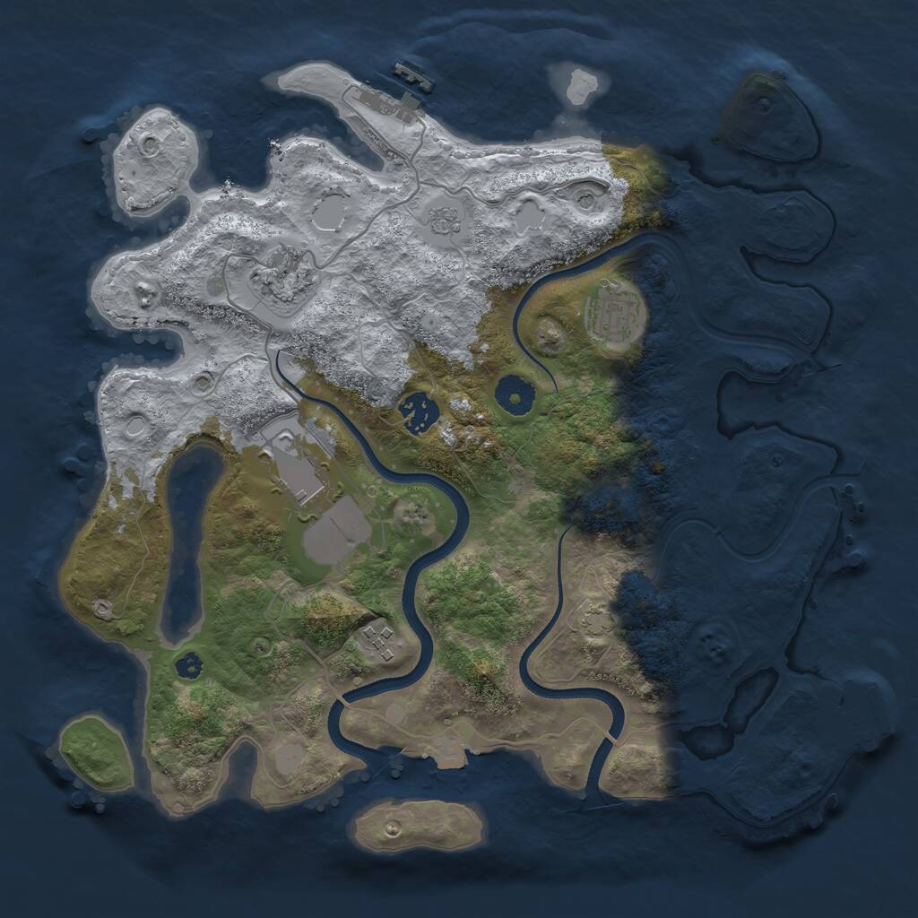 Rust Map: Procedural Map, Size: 3500, Seed: 2115222, 11 Monuments