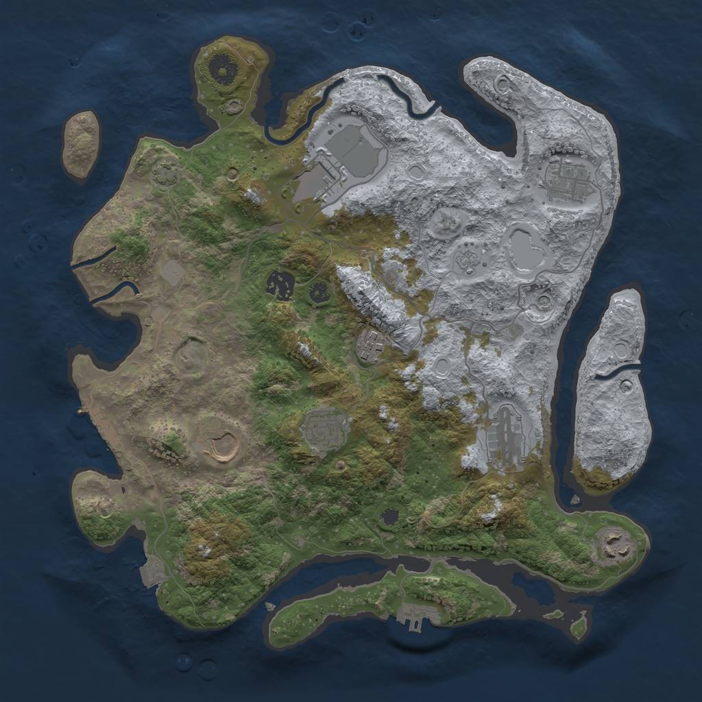 Rust Map: Procedural Map, Size: 3550, Seed: 52463232, 16 Monuments