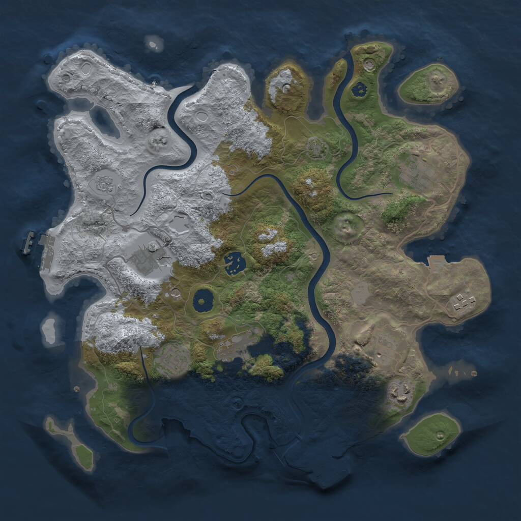 Rust Map: Procedural Map, Size: 3500, Seed: 7527339, 14 Monuments