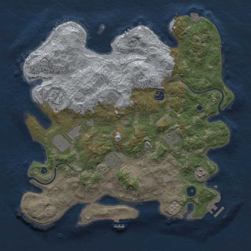 Rust Map: Procedural Map, Size: 3800, Seed: 3767894, 14 Monuments
