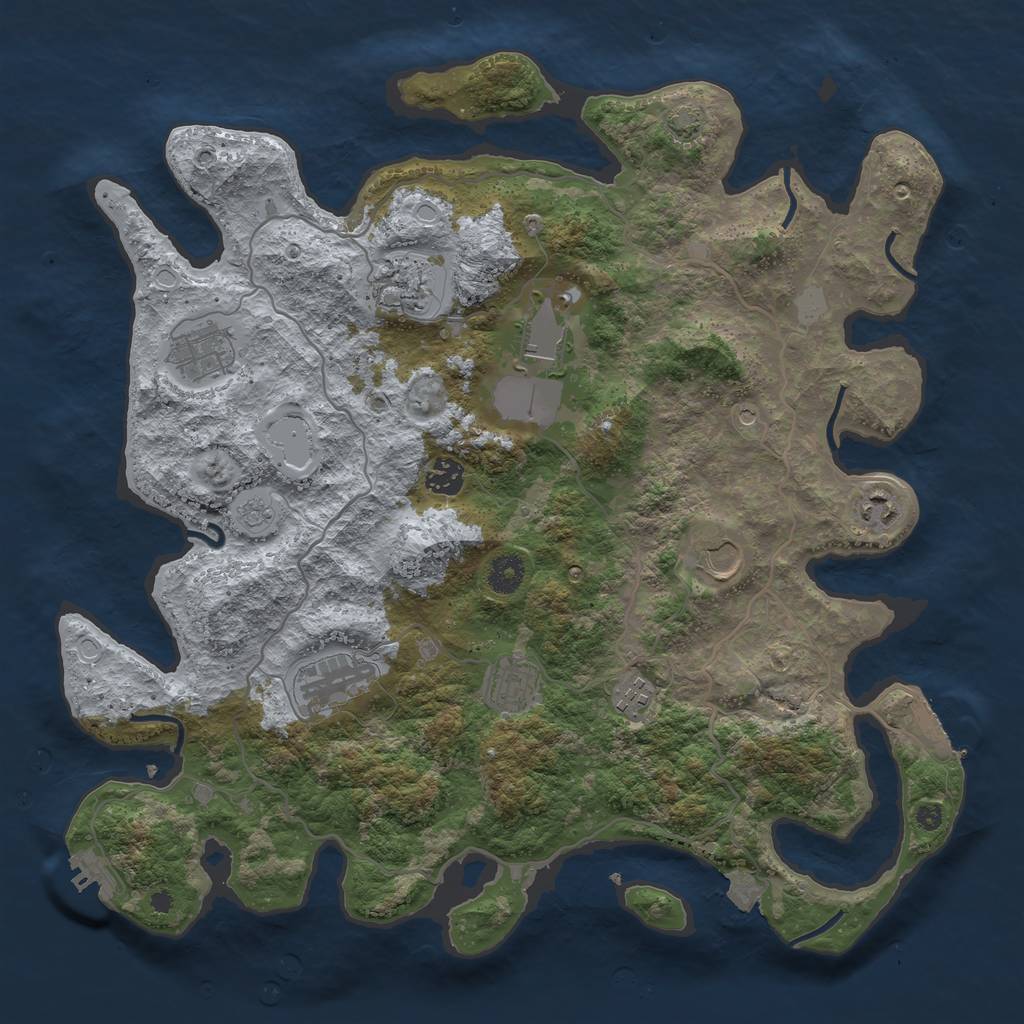 Rust Map: Procedural Map, Size: 4000, Seed: 444633728, 17 Monuments