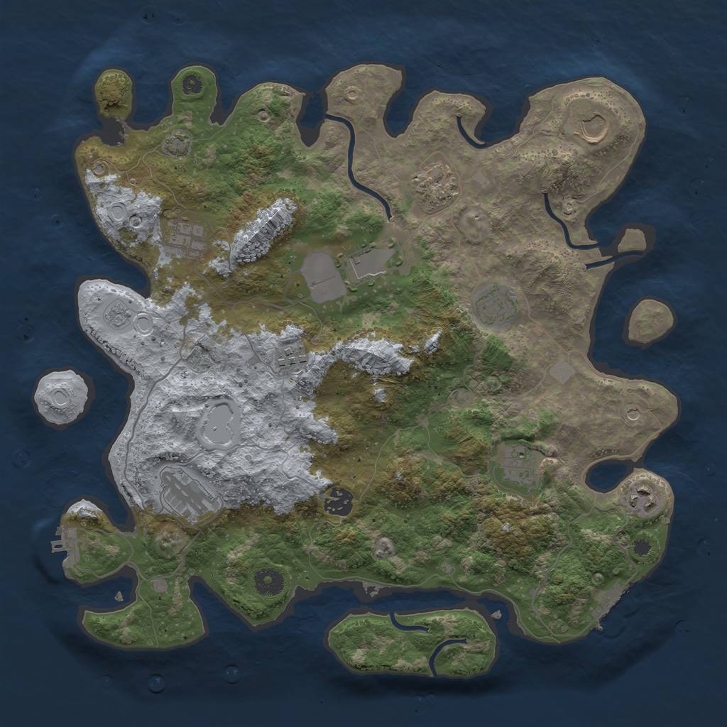 Rust Map: Procedural Map, Size: 3800, Seed: 41611973, 18 Monuments