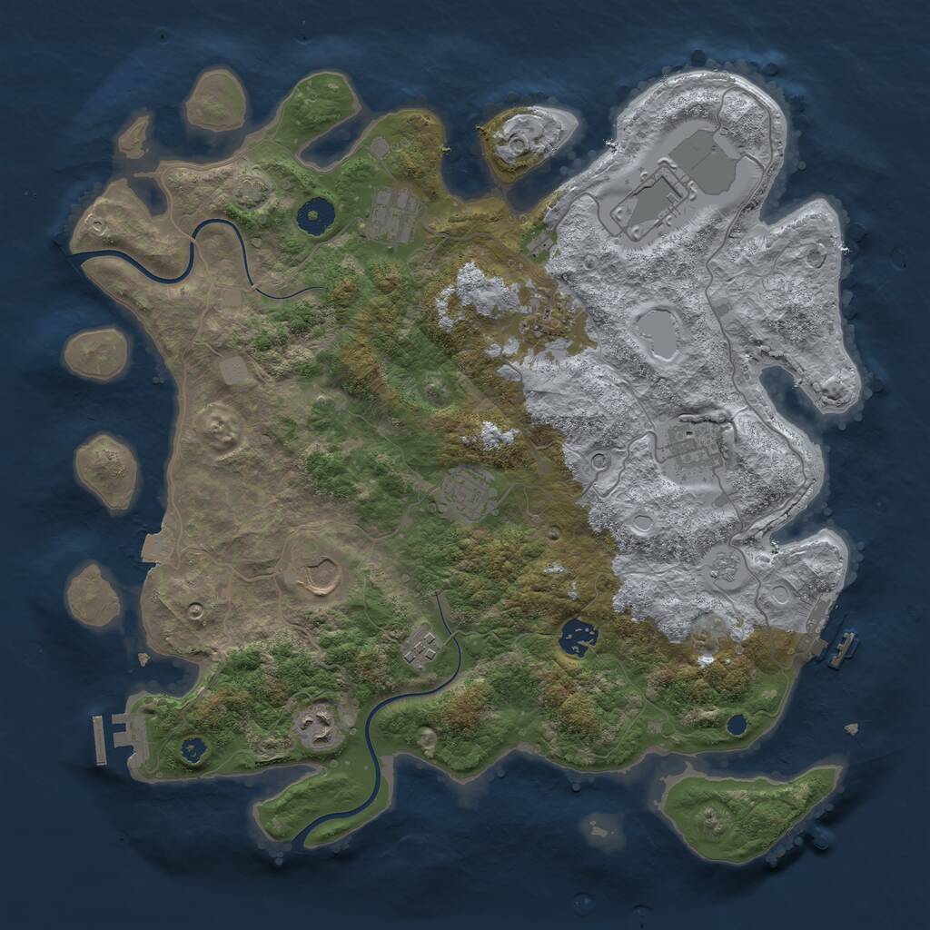 Rust Map: Procedural Map, Size: 3800, Seed: 95718150, 15 Monuments