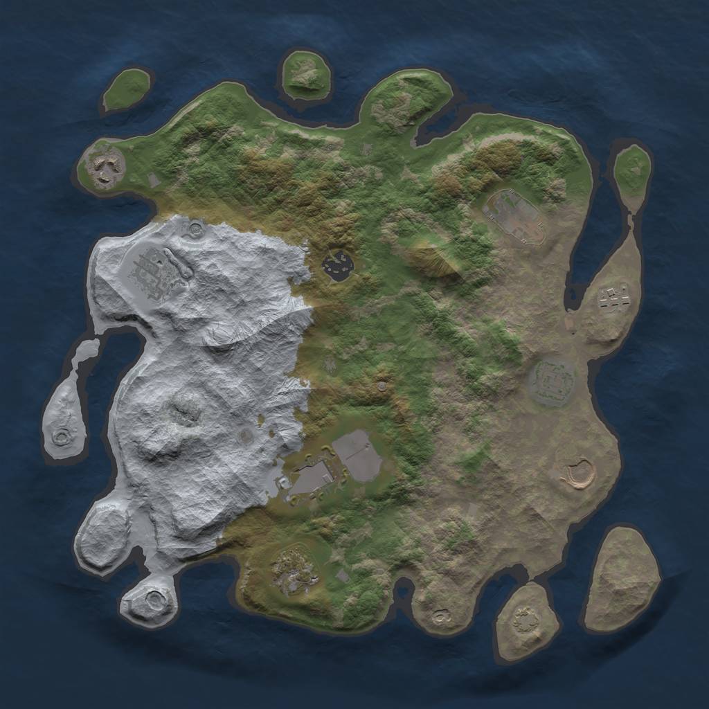 Rust Map: Barren, Size: 3600, Seed: 21058327, 13 Monuments