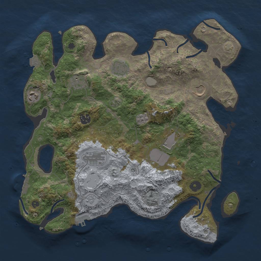 Rust Map: Procedural Map, Size: 3600, Seed: 10588937, 16 Monuments