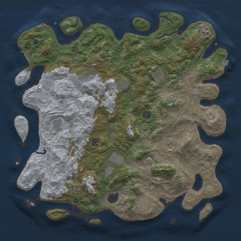Rust Map: Procedural Map, Size: 4500, Seed: 1199798046, 18 Monuments