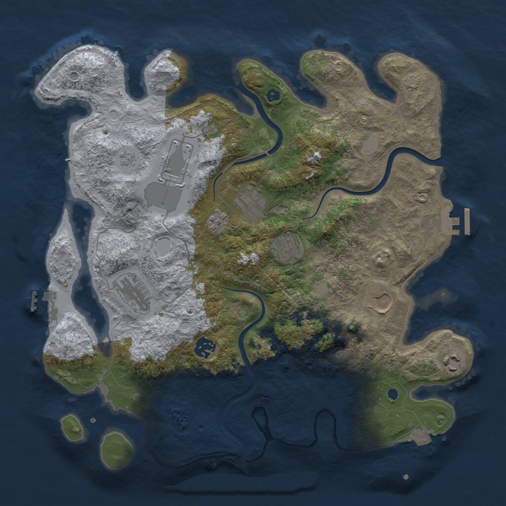 Rust Map: Procedural Map, Size: 3800, Seed: 33259092, 14 Monuments