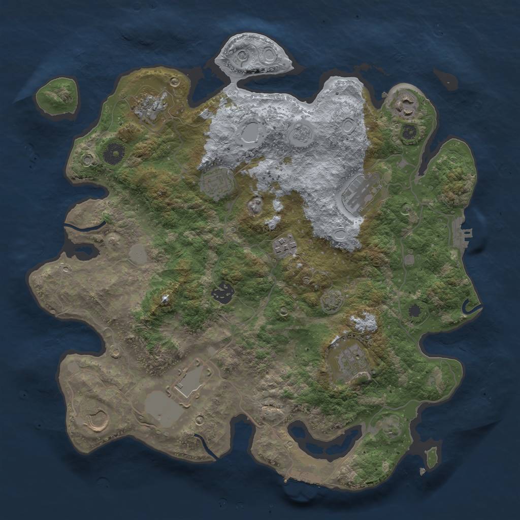 Rust Map: Procedural Map, Size: 3650, Seed: 86721777, 17 Monuments