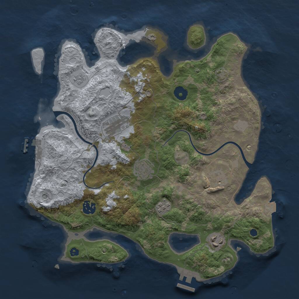Rust Map: Procedural Map, Size: 3300, Seed: 42, 12 Monuments