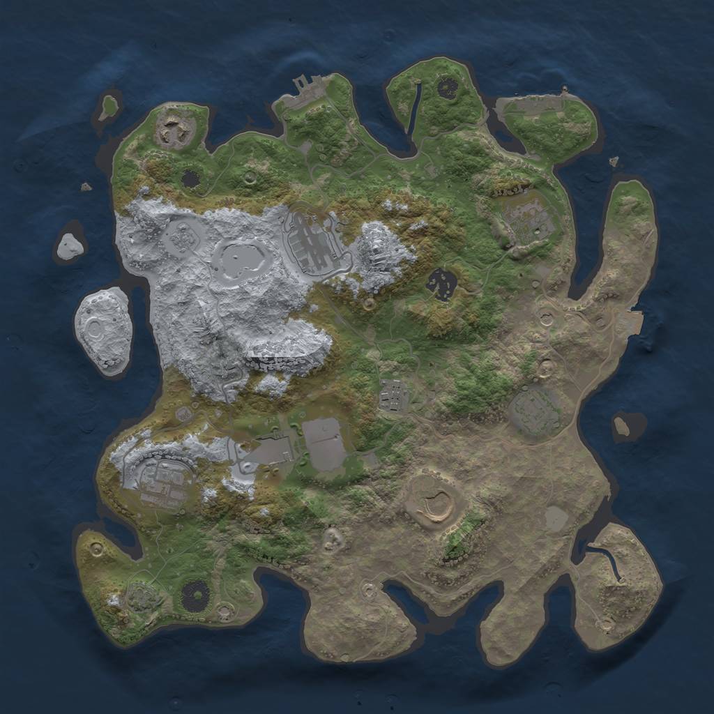 Rust Map: Procedural Map, Size: 3500, Seed: 1532965185, 17 Monuments