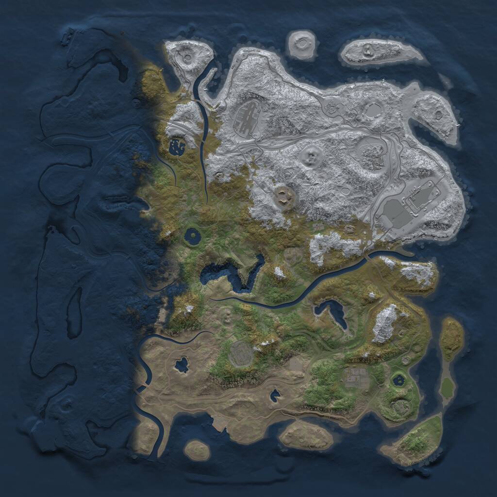 Rust Map: Procedural Map, Size: 4500, Seed: 1840481284, 14 Monuments