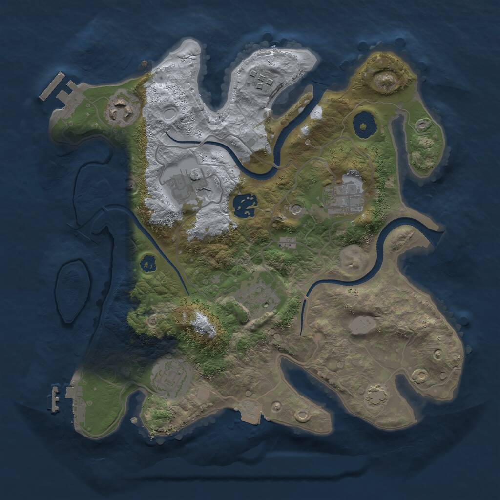 Rust Map: Procedural Map, Size: 3000, Seed: 13773, 12 Monuments