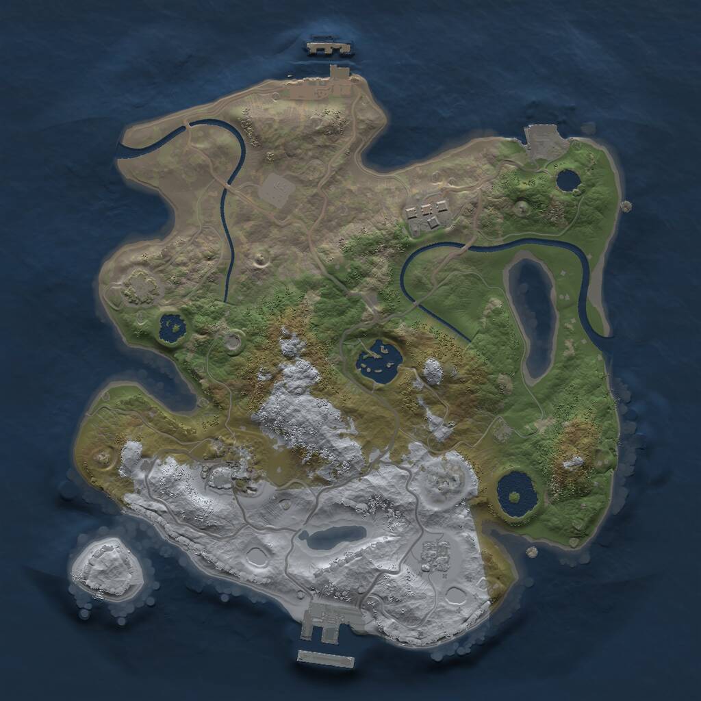 Rust Map: Procedural Map, Size: 2500, Seed: 1539407570, 8 Monuments