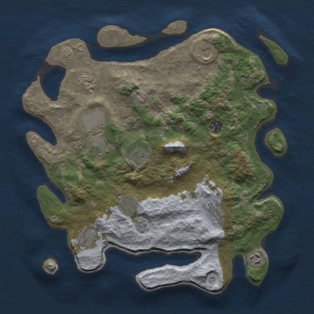 Rust Map: Barren, Size: 3700, Seed: 1507449264, 14 Monuments
