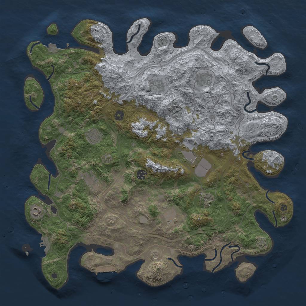 Rust Map: Procedural Map, Size: 4500, Seed: 1313675267, 18 Monuments