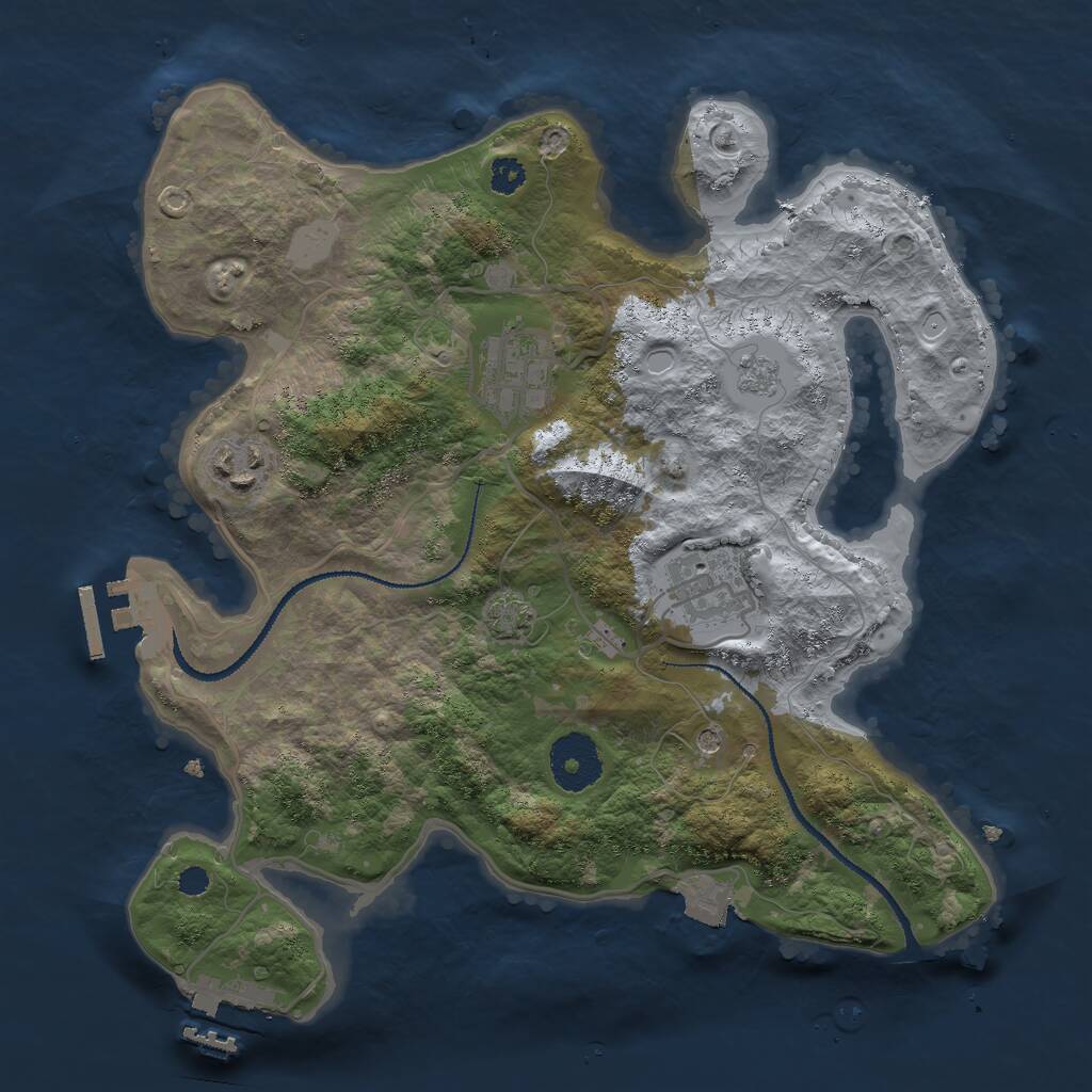 Rust Map: Procedural Map, Size: 3000, Seed: 1875927641, 9 Monuments